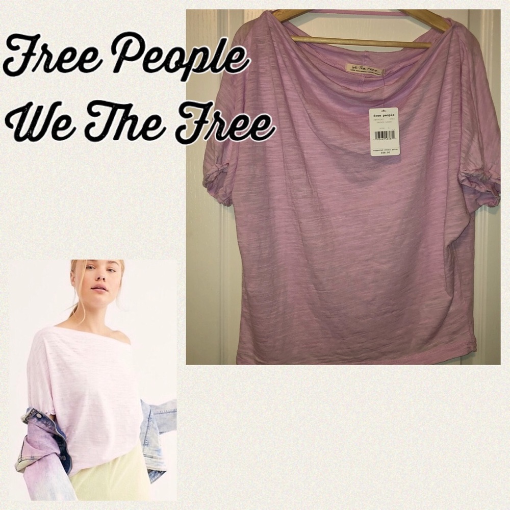 Free People Astrid T-shirt Top - Light Orchid - NWT - Picture 2 of 9